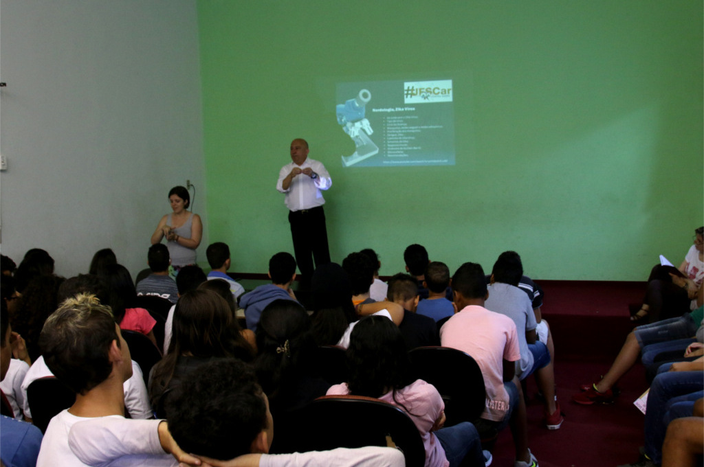 Palestra na Escola Municipal Dalila Galli, em 19/2, em São Carlos (SP). Foto: FAI.UFSCar